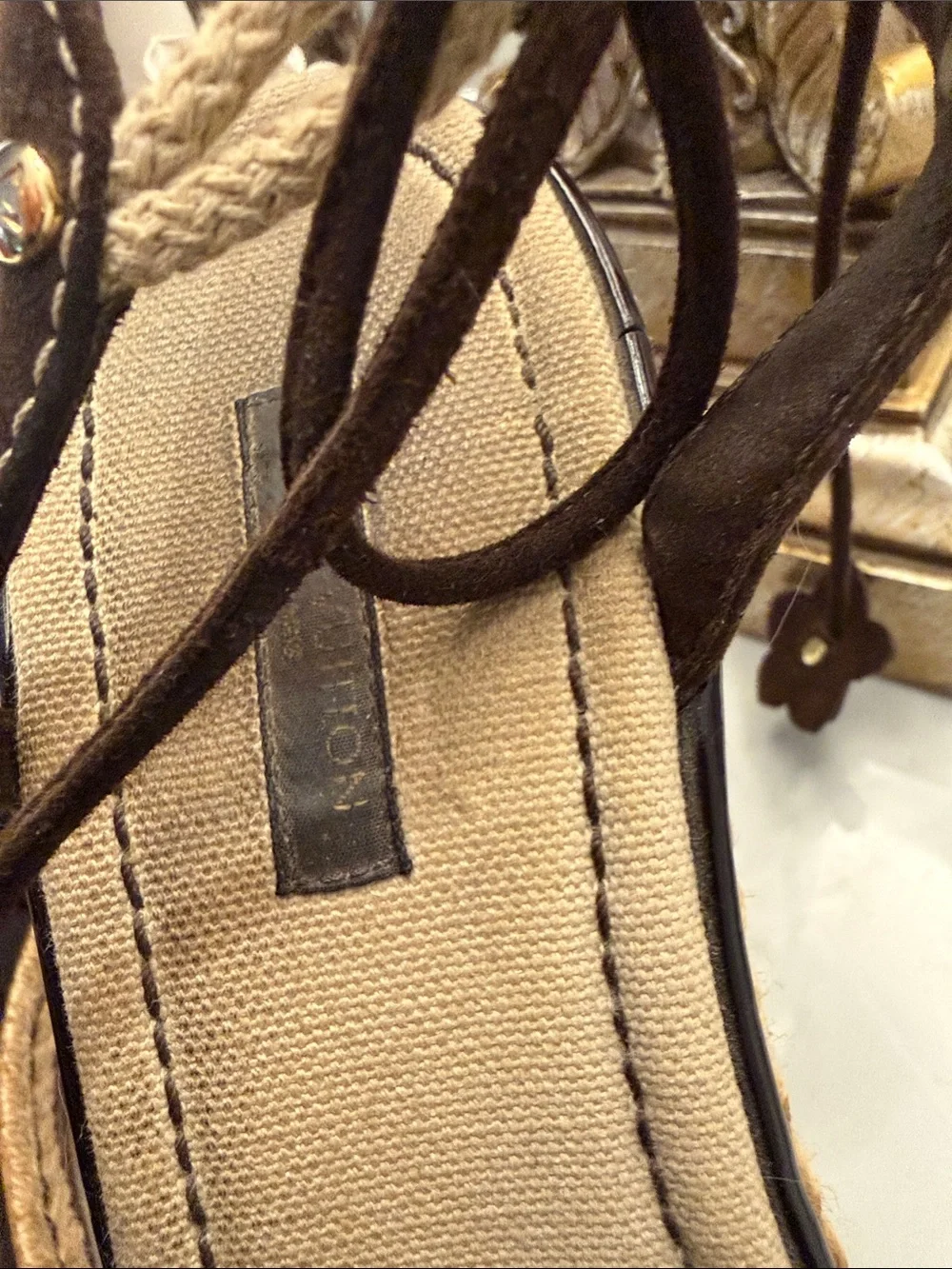Women's Brown Espadrille Wedge Sandals with Floral Charms - Picture 7 of 8